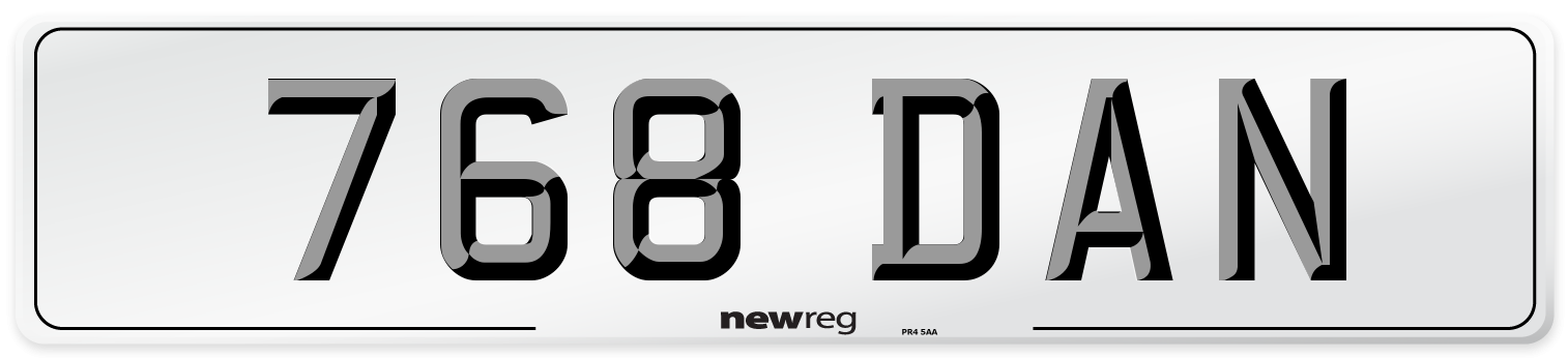 768 DAN Number Plate from New Reg